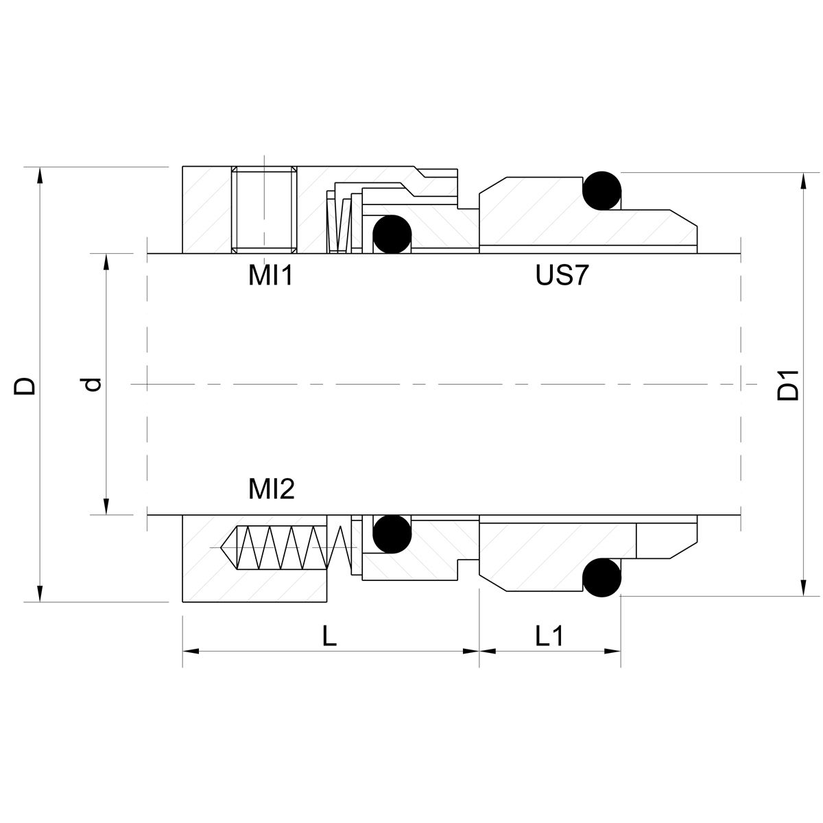 Mechanical seal MILAN (technical drawing)